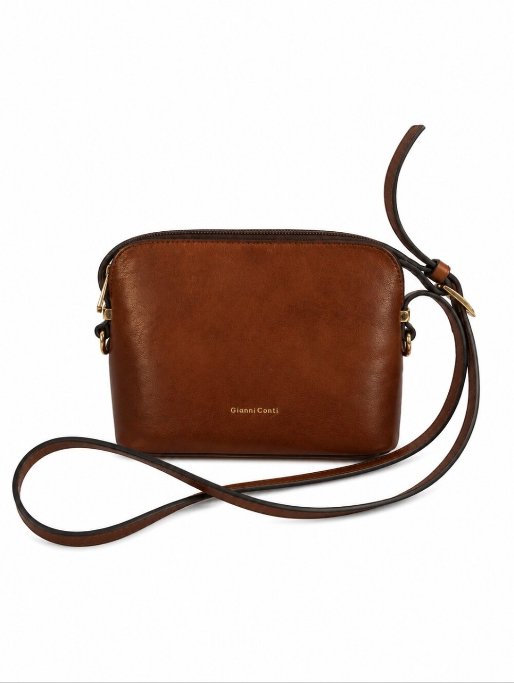 GIANNI CONTI Brown Leather Mini Crossbody Bag